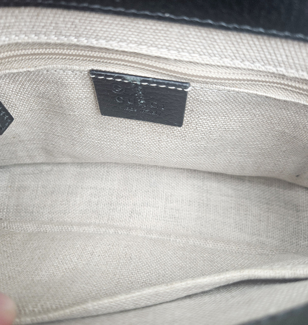 Sac Gucci Interlocking Mini Cuir Grainé Noir Chaîne Champagne