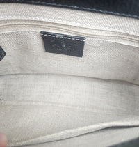 Sac Gucci Interlocking Mini Cuir Grainé Noir Chaîne Champagne