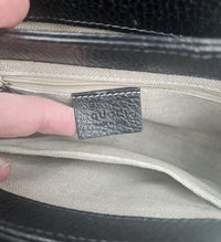 Sac Gucci Interlocking Mini Cuir Grainé Noir Chaîne Champagne