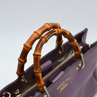 Shopper Gucci Bamboo Cuir Grainé mauve