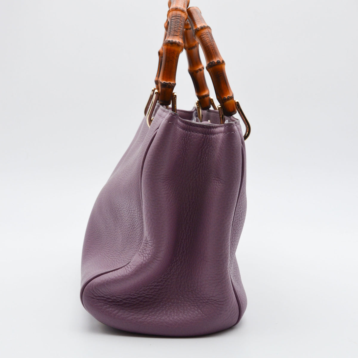 Shopper Gucci Bamboo Cuir Grainé mauve