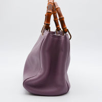 Shopper Gucci Bamboo Cuir Grainé mauve