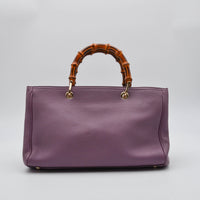 Shopper Gucci Bamboo Cuir Grainé mauve