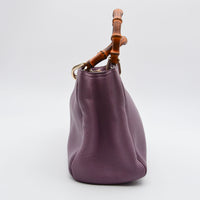 Shopper Gucci Bamboo Cuir Grainé mauve