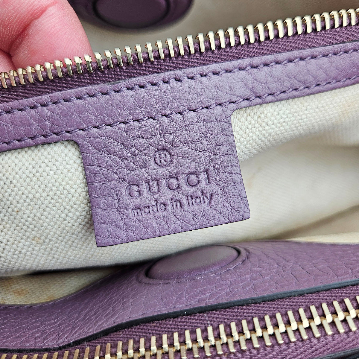 Shopper Gucci Bamboo Cuir Grainé mauve
