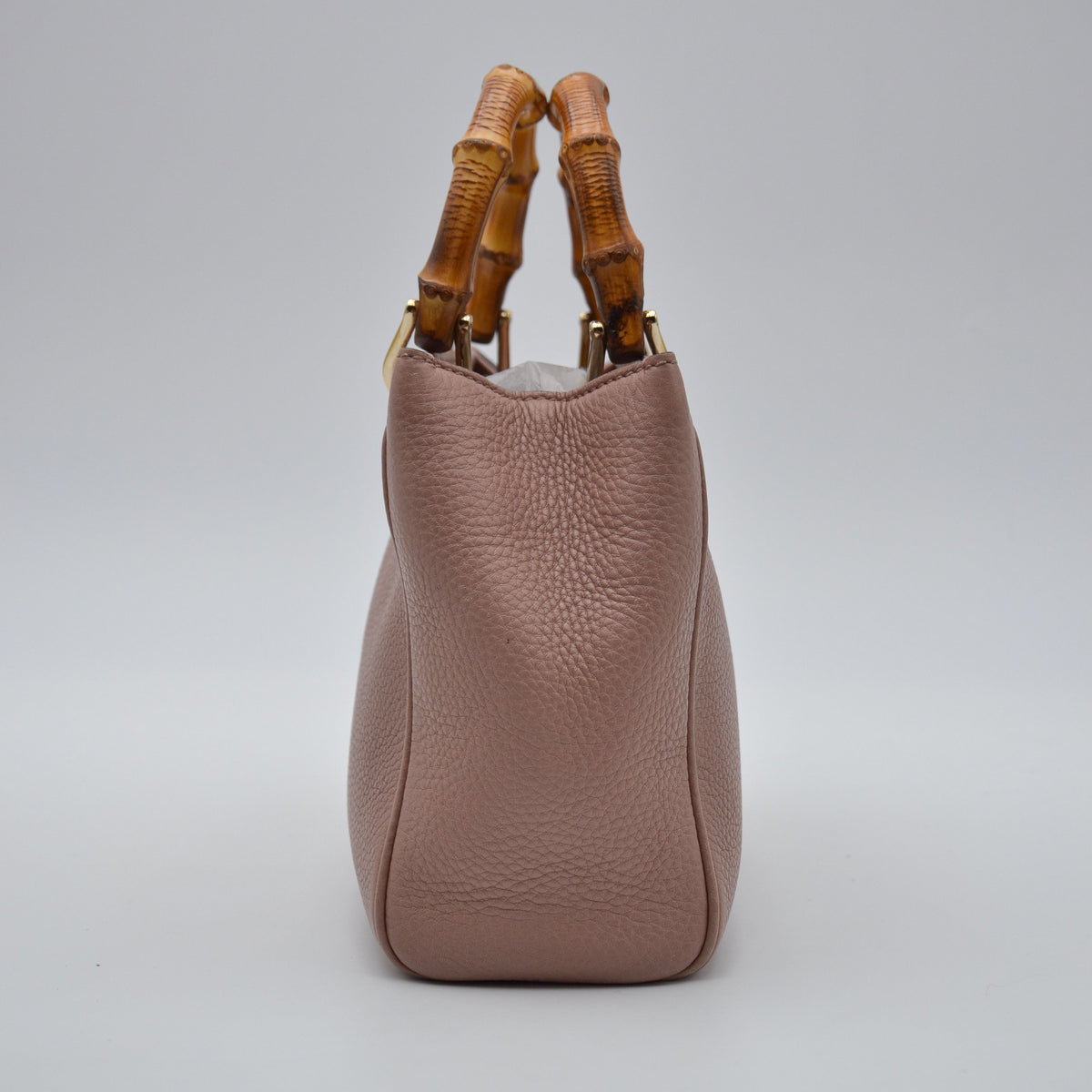Gucci Bamboo Shopper mini cuir grainé taupe