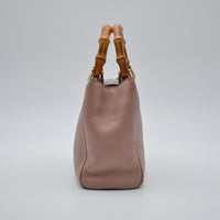 Gucci Bamboo Shopper mini cuir grainé taupe