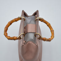 Gucci Bamboo Shopper mini cuir grainé taupe