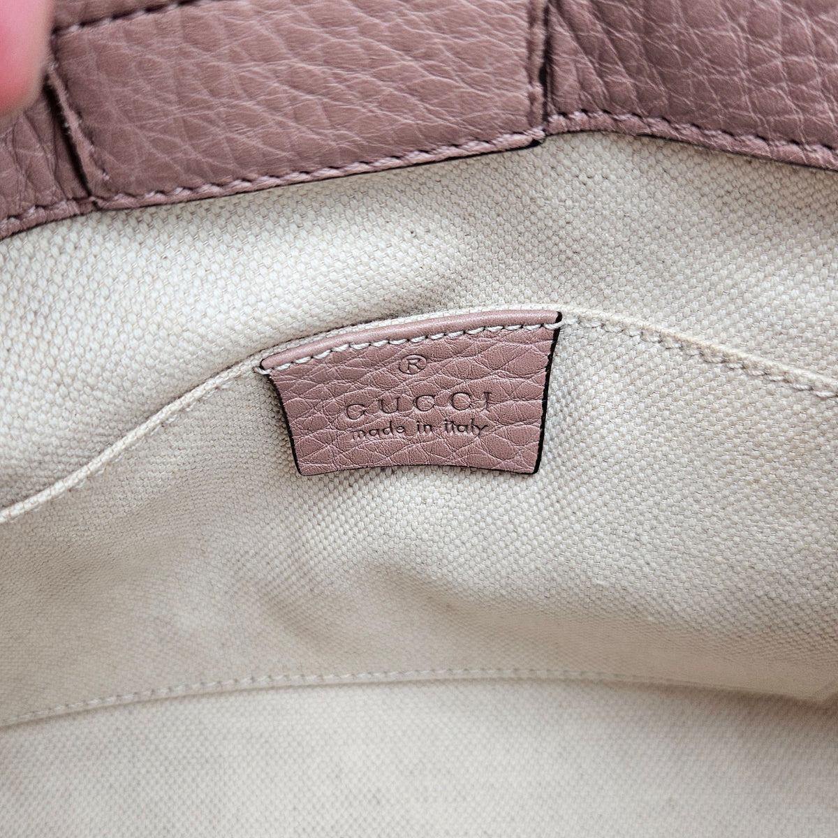 Gucci Bamboo Shopper mini cuir grainé taupe