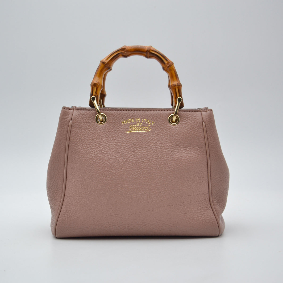Gucci Bamboo Shopper mini cuir grainé taupe