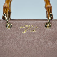 Gucci Bamboo Shopper mini cuir grainé taupe