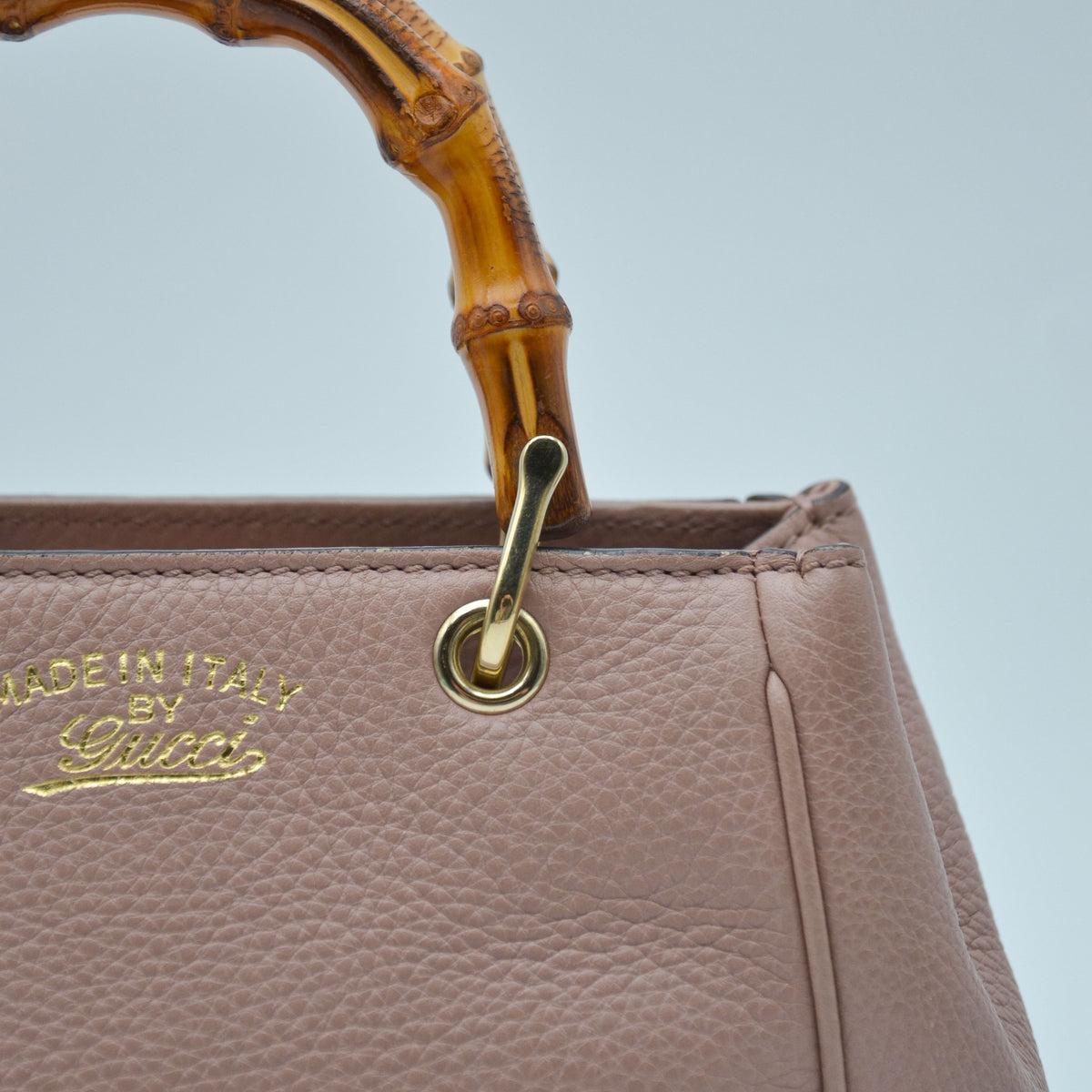 Gucci Bamboo Shopper mini cuir grainé taupe