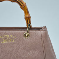 Gucci Bamboo Shopper mini cuir grainé taupe