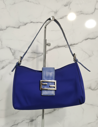 Fendi Baguette Bag Royal Blue Canvas & Leather
