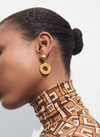 Celine Mini Round Pendant Clip-On Earrings