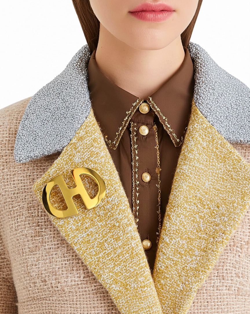 Vintage Céline Gold-Tone Double “C” Logo Brooch