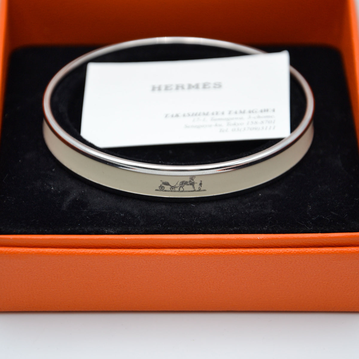 Bracelet Hermès émail blanc motif calèche
