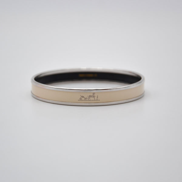 Bracelet Hermès émail blanc motif calèche