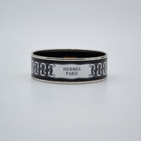 Bracelet Hermès émail large noir & blanc « Hermès Paris »