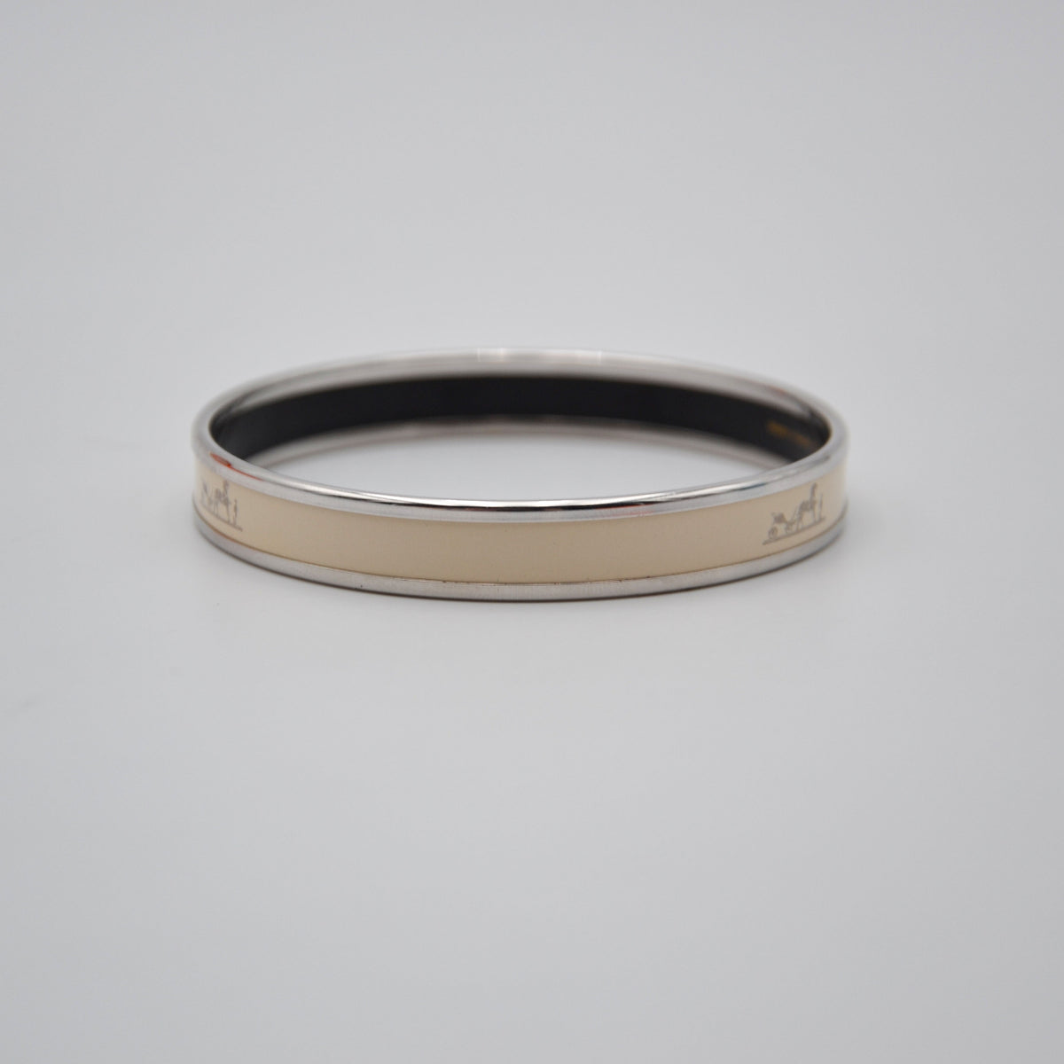 Bracelet Hermès émail blanc motif calèche
