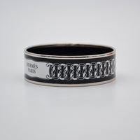 Bracelet Hermès émail large noir & blanc « Hermès Paris »