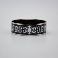 Bracelet Hermès émail large noir & blanc « Hermès Paris »
