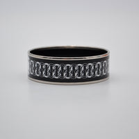 Bracelet Hermès émail large noir & blanc « Hermès Paris »