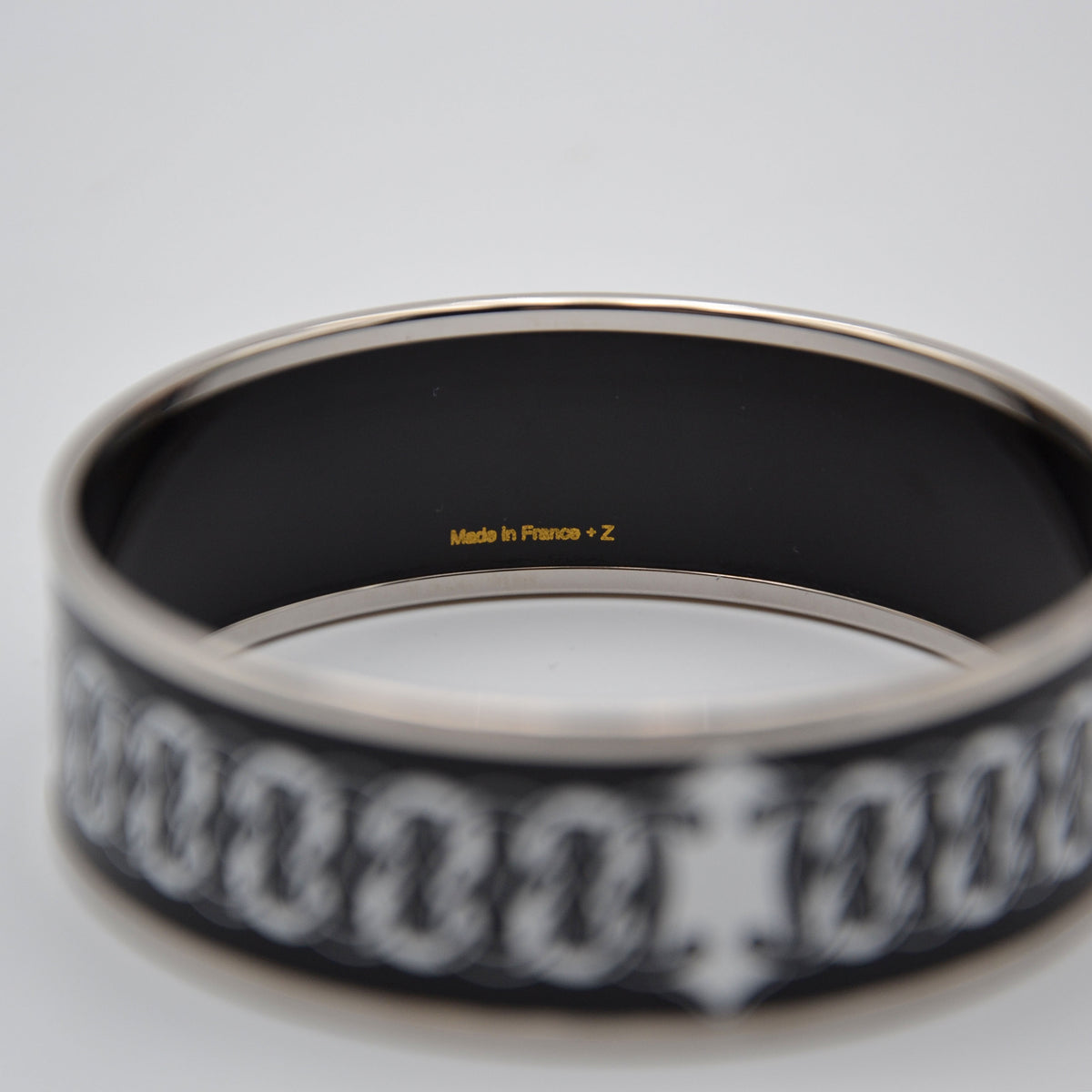 Bracelet Hermès émail large noir & blanc « Hermès Paris »