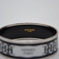 Bracelet Hermès émail large noir & blanc « Hermès Paris »