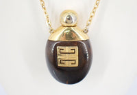 Givenchy Vintage Perfume Bottle Necklace Lucite & Gold-Plated Elegance