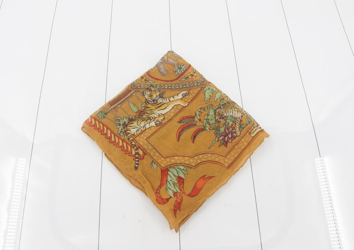 Vintage Salvatore Ferragamo Silk Bandana– Exotic Animal Print