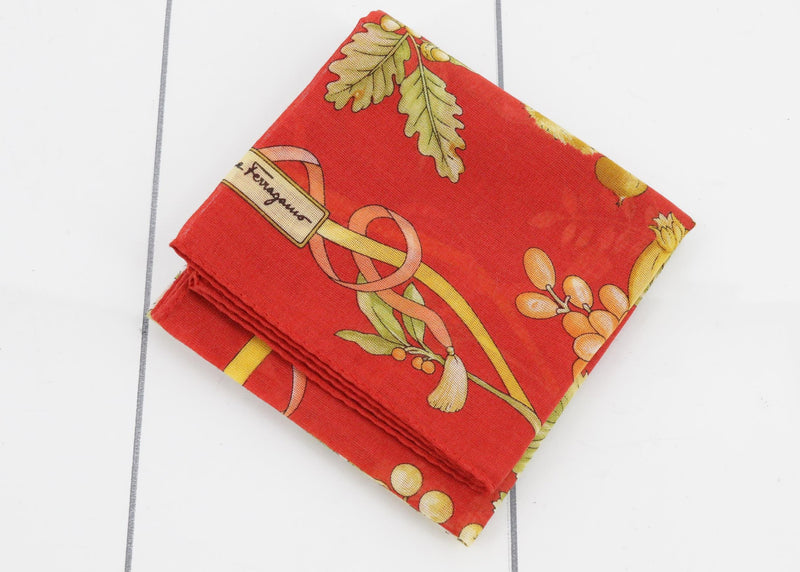 Salvatore Ferragamo Red & Yellow Cotton Bandana Scarf
