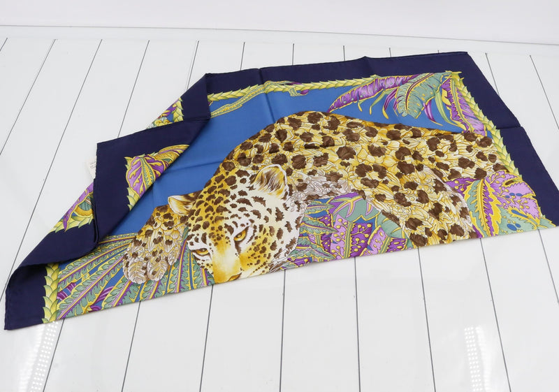 Salvatore Ferragamo Silk Scarf – Sleeping Leopard Jungle Print