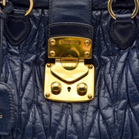 Miu Miu Coffer Cuir d'Agneau Bleu Marine