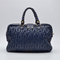 Miu Miu Coffer Cuir d'Agneau Bleu Marine