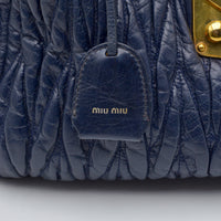 Miu Miu Coffer Cuir d'Agneau Bleu Marine