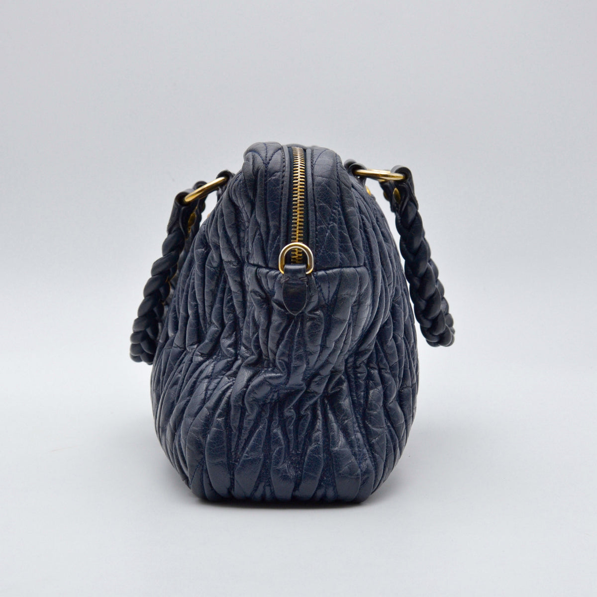 Miu Miu Coffer Cuir d'Agneau Bleu Marine