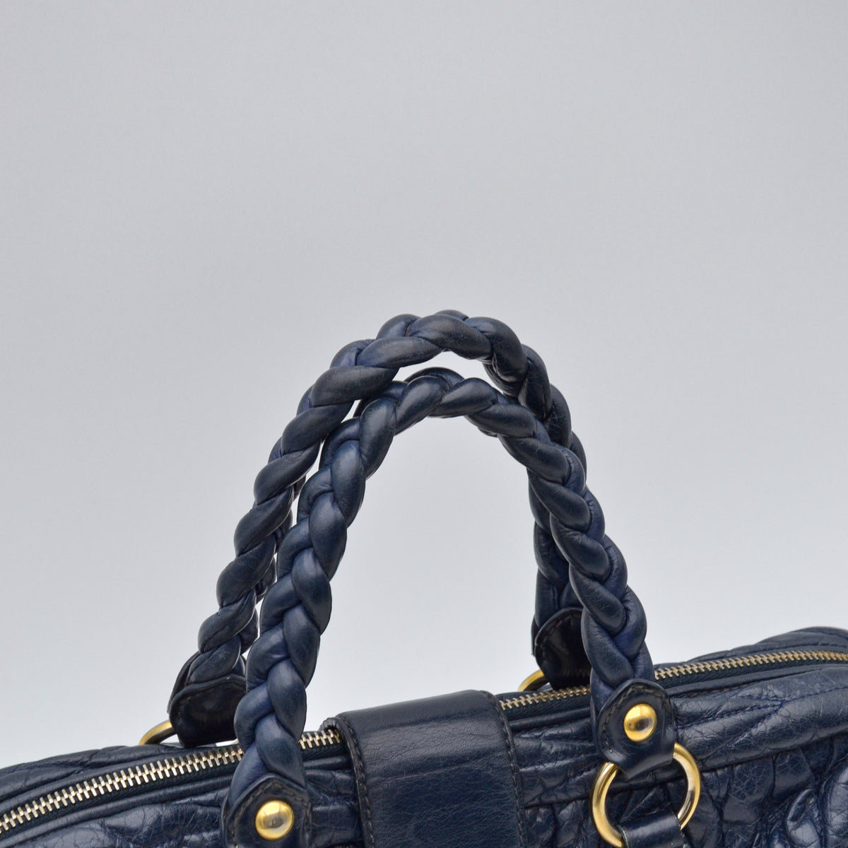 Miu Miu Coffer Cuir d'Agneau Bleu Marine
