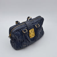 Miu Miu Coffer Cuir d'Agneau Bleu Marine