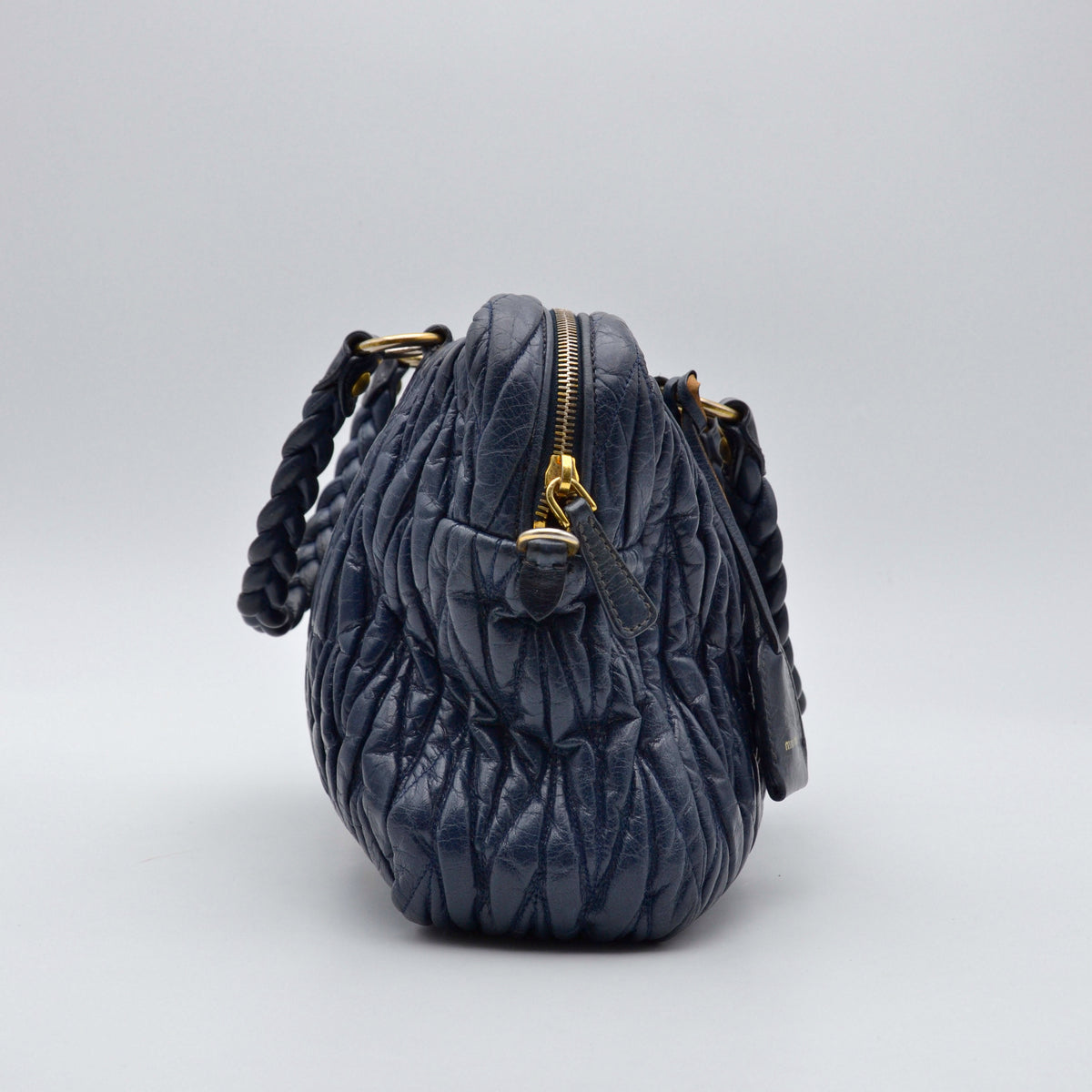 Miu Miu Coffer Cuir d'Agneau Bleu Marine