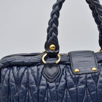 Miu Miu Coffer Cuir d'Agneau Bleu Marine