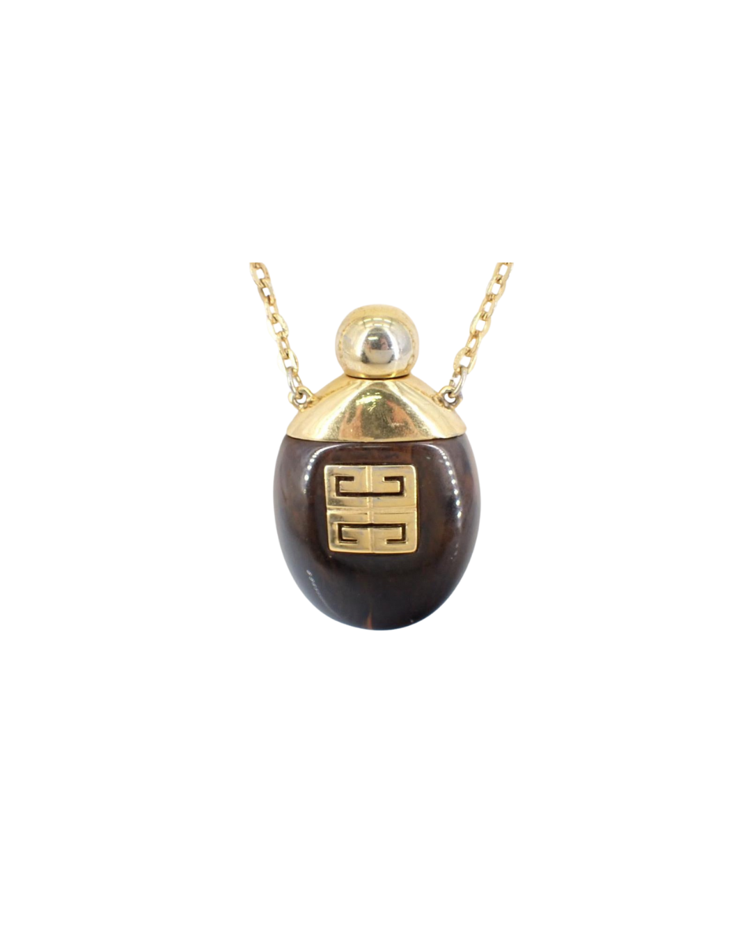 Givenchy Vintage Perfume Bottle Necklace Lucite & Gold-Plated Elegance