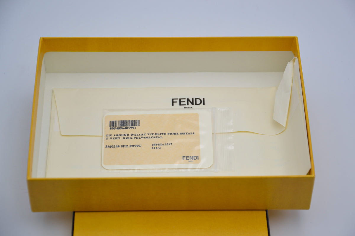 Portefeuille Fendi cuir beige zippé