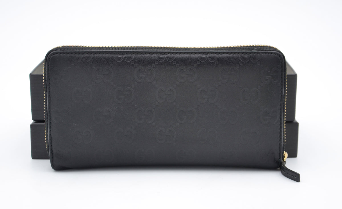 Portefeuille Gucci Zippy Long En Cuir Noir Guccissima