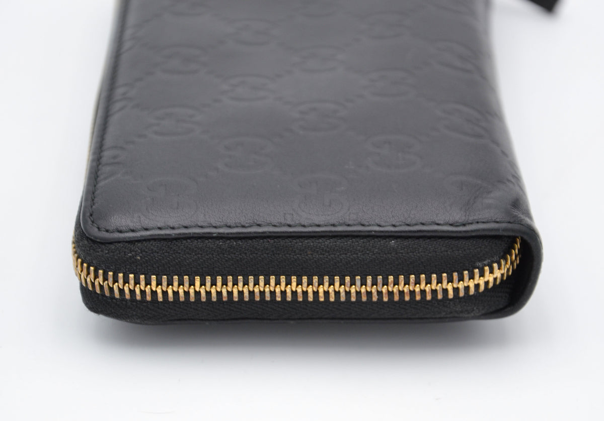 Portefeuille Gucci Zippy Long En Cuir Noir Guccissima