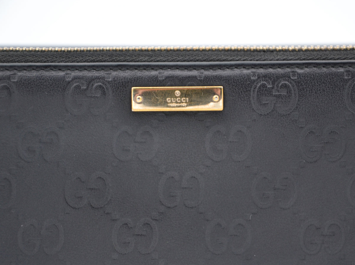 Portefeuille Gucci Zippy Long En Cuir Noir Guccissima