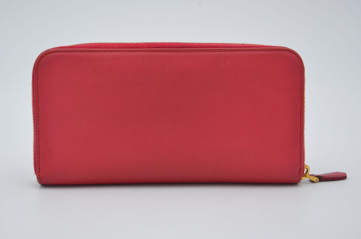 Portefeuille Zippé Prada En Cuir Saffiano