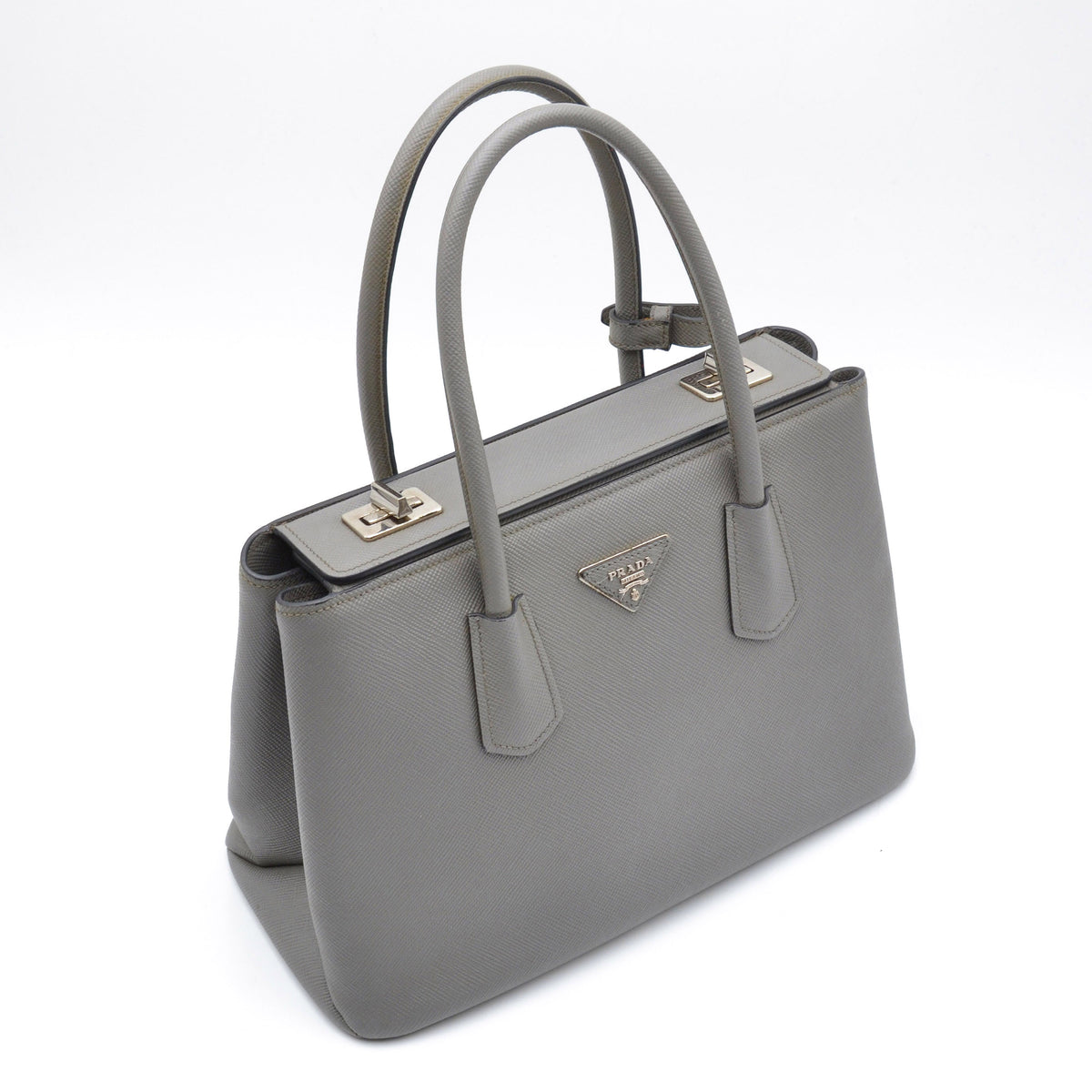Grey Saffiano leather Prada Twin bag