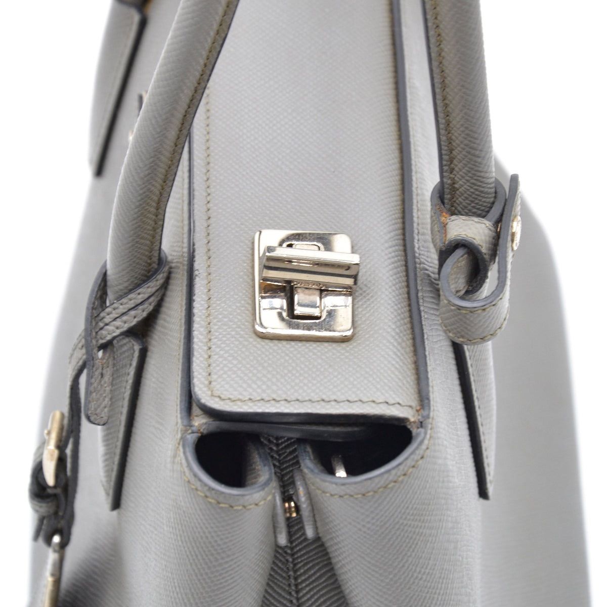 Grey Saffiano leather Prada Twin bag