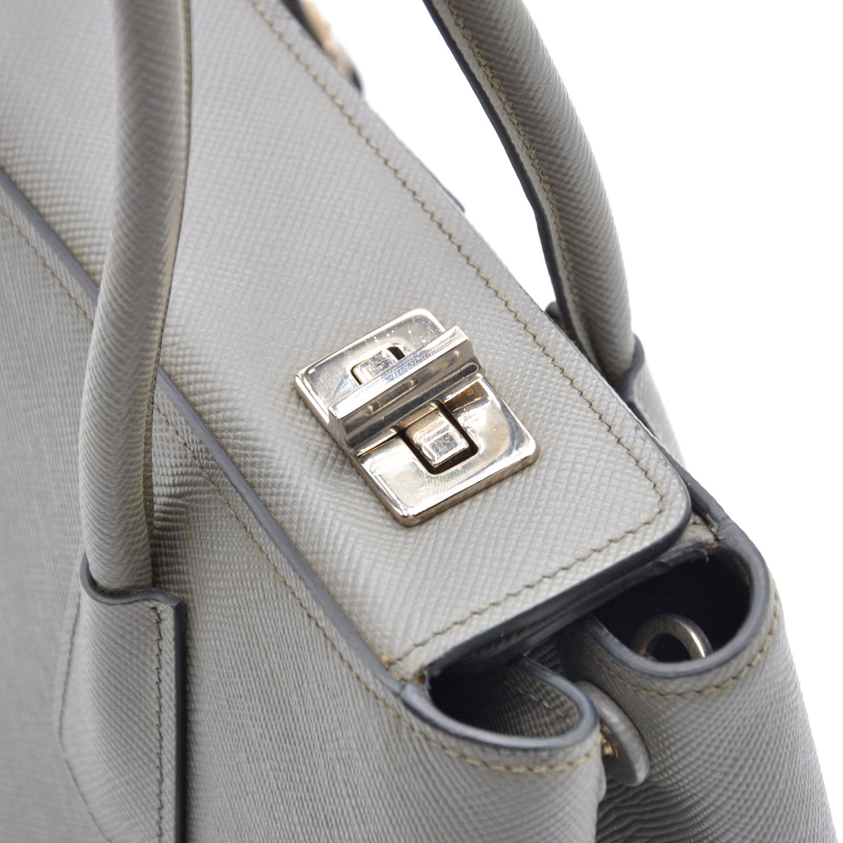 Grey Saffiano leather Prada Twin bag